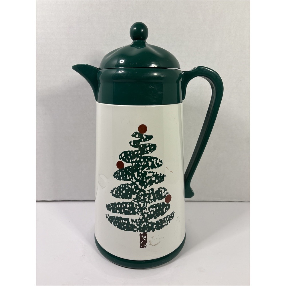 Vintage Furrio Thermal Coffee Carafe 32 oz Christmas Tree Holiday Server Insulat